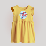 Happy Sankranti - BabyÕs First Kite Baby Frock for Babies with Name - YELLOW - 0 - 3 Months Old (Chest 17")