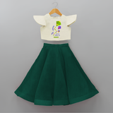 Happy Sankranti - One String Endless Joy Crop Top And Skirt for kids with Name - BOTTLE GREEN - 6 - 9 Months Old (Chest 20" , Frock Waist 20")