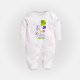 Happy Sankranti one string endless joy | Customized FullBody Suit with Name - WHITE - New Born (Chest 7.5")