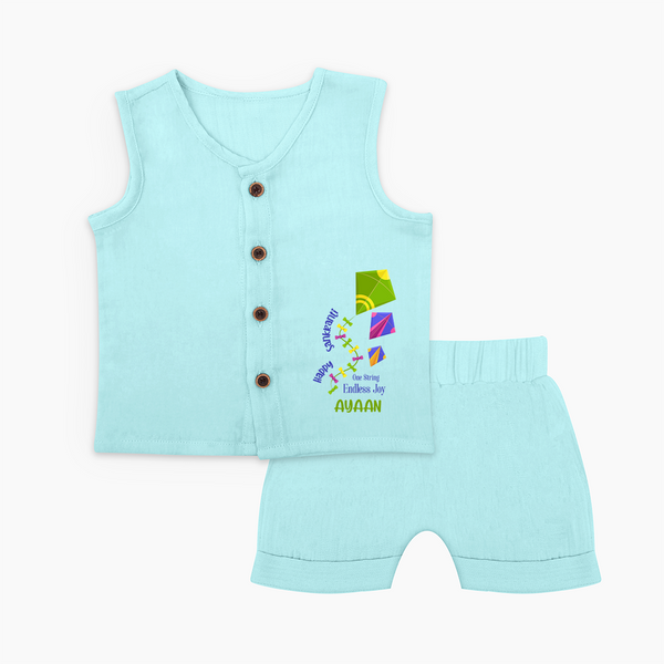 Happy Sankranti - One String Endless Joy Jabla Set for Babies with Name - BABY BLUE - 0 - 3 Months Old (Chest 9.8")