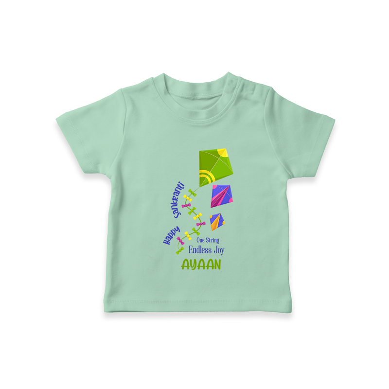 Happy Sankranti - One String Endless Joy T-Shirt for kids with Name - MINT GREEN - 0-5 Months Old (Chest 17")