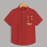 My 1st Uttarayan - Patang Aur Main Customized Shirt for Kids with Name - RED - 0 - 6 Months Old (Chest 23")