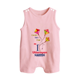 My 1st Uttarayan | Customized Romper Suit with Name - BABY PINK - 0 - 5 Months Old (Chest 18")