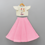 My 1st Uttarayan - Patang Aur Main Customized Crop Top And Skirt for Kids with Name - PINK - 6 - 9 Months Old (Chest 20" , Frock Waist 20")