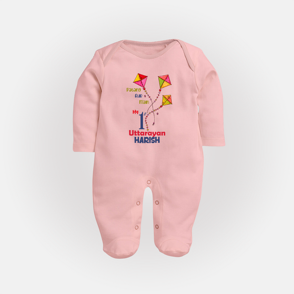 My 1st Uttarayan | Customized FullBody Suit with Name - BABY PINK - New Born (Chest 7.5")