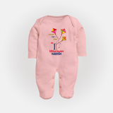 My 1st Uttarayan - Patang Aur Main Customized Sleep Suit for Kids with Name - BABY PINK - New Born (Chest 7.5")