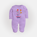 My 1st Uttarayan - Patang Aur Main Customized Sleep Suit for Kids with Name - LILAC - New Born (Chest 7.5")