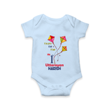 My 1st Uttarayan | Customized Romper with Name - BABY BLUE - New Born (Chest 14")