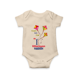 My 1st Uttarayan - Patang Aur Main Customized Romper for Babies with Name - IVORY - 0 - 3 Months Old (Chest 16")