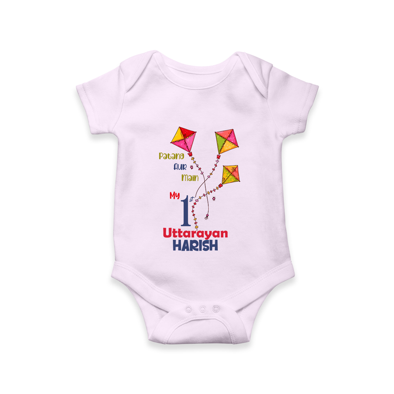 My 1st Uttarayan - Patang Aur Main Customized Romper for Babies with Name - LILAC - 0 - 3 Months Old (Chest 16")