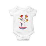 My 1st Uttarayan - Patang Aur Main Customized Romper for Babies with Name - WHITE - 0 - 3 Months Old (Chest 16")