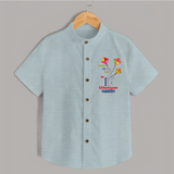 My 1st Uttarayan - Patang Aur Main Customized Shirt for Kids with Name - ARCTIC BLUE - 0 - 6 Months Old (Chest 23")