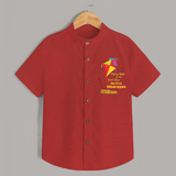 Flying High For The First Time - My First Uttarayan Customized Shirt for Kids with Name - RED - 0 - 6 Months Old (Chest 23")