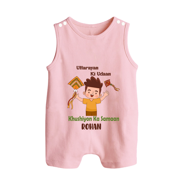 Uttarayan Ki Udaan - Khushiyon Ka Samaan - Customised Romper  - BABY PINK - 0 - 5 Months Old (Chest 18")