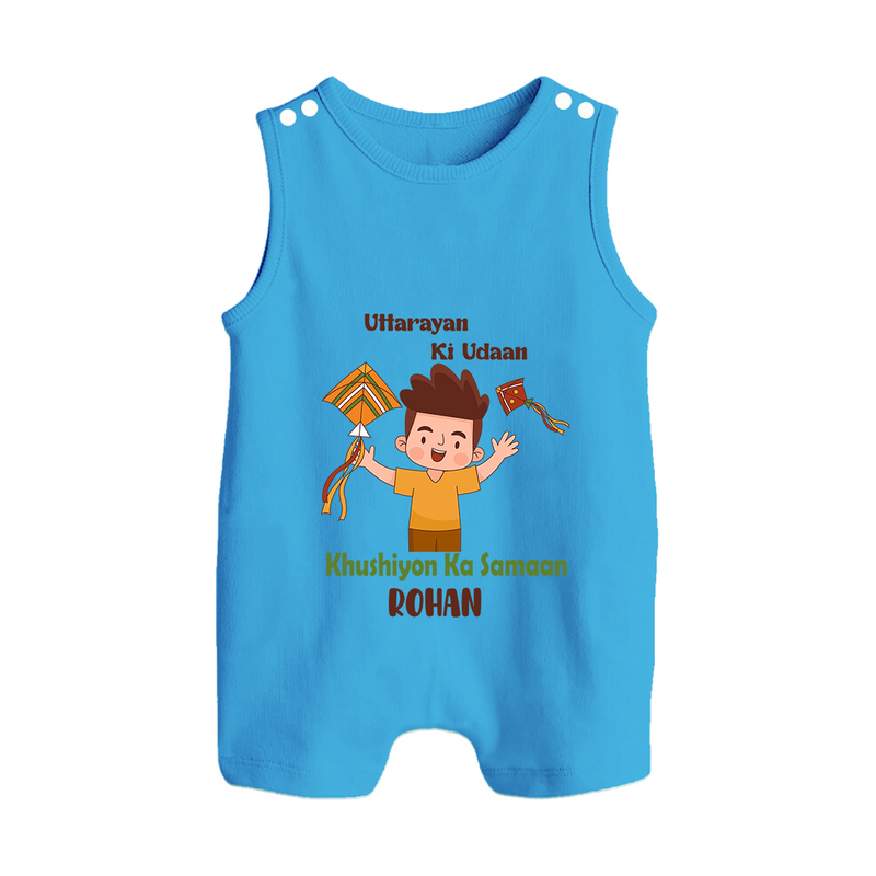 Uttarayan Ki Udaan - Khushiyon Ka Samaan - Customised Romper  - ROYAL BLUE - 0 - 5 Months Old (Chest 18")