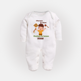 Uttarayan Ki Udaan - Khushiyon Ka Samaan - Customised Full Body Suit  - WHITE - New Born (Chest 7.5")