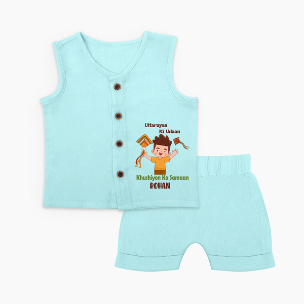 Uttarayan Ki Udaan - Khushiyon Ka Samaan - Customised Jabla Set  - BABY BLUE - 0 - 3 Months Old (Chest 9.8")