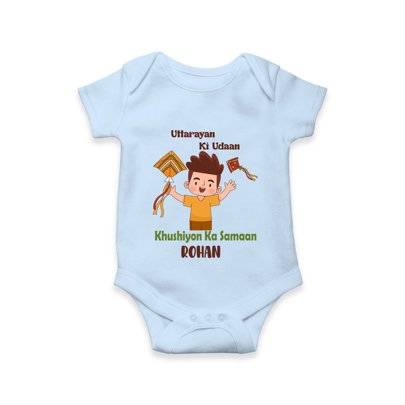 Uttarayan Ki Udaan - Khushiyon Ka Samaan - Customised Onesie  - BABY BLUE - 0 - 3 Months Old (Chest 16")