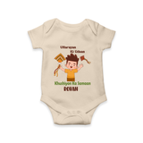 Uttarayan Ki Udaan - Khushiyon Ka Samaan - Customised Onesie  - IVORY - 0 - 3 Months Old (Chest 16")