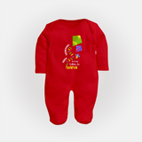 Happy Uttarayan - One String, Endless Joy - Customised Full Body Suit  - RED - New Born (Chest 7.5")