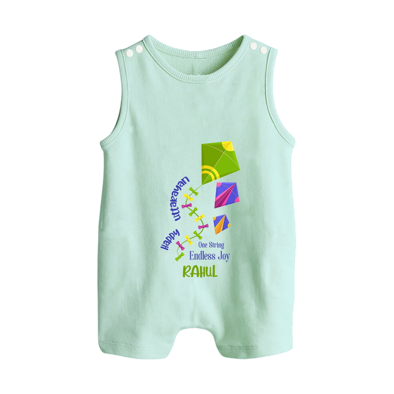 Happy Uttarayan - One String, Endless Joy - Customised Romper  - MINT GREEN - 0 - 5 Months Old (Chest 18")