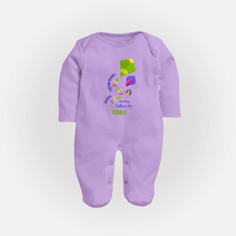 Happy Uttarayan - One String, Endless Joy - Customised Full Body Suit  - LILAC - New Born (Chest 7.5")