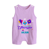 Happy Uttarayan | Custom Romper suit with Name - LILAC - 0 - 5 Months Old (Chest 18")
