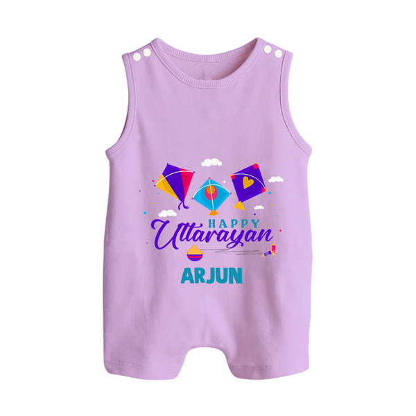Happy Uttarayan | Custom Romper suit with Name - LILAC - 0 - 5 Months Old (Chest 18")