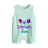 Happy Uttarayan - Cute Customised Romper For Kids - MINT GREEN - 0 - 5 Months Old (Chest 18")