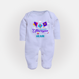 Happy Uttarayan | Custom FullBody Suit with Name - BABY BLUE - New Born (Chest 7.5")