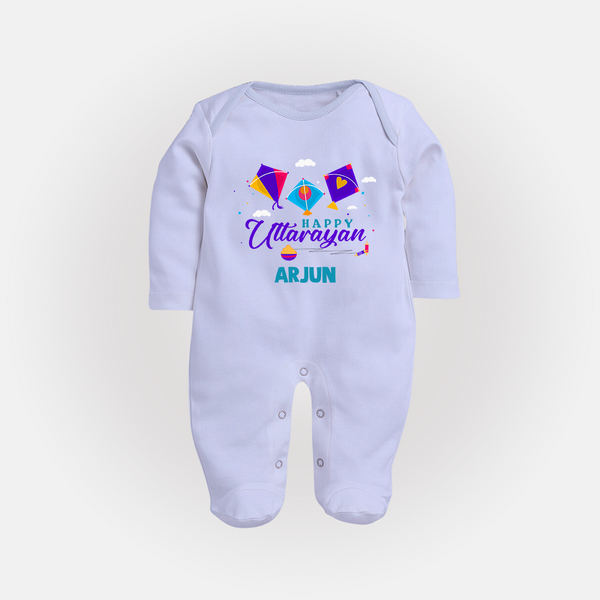 Happy Uttarayan | Custom FullBody Suit with Name - BABY BLUE - New Born (Chest 7.5")