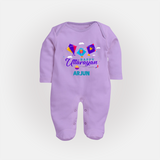 Happy Uttarayan | Custom FullBody Suit with Name - LILAC - New Born (Chest 7.5")