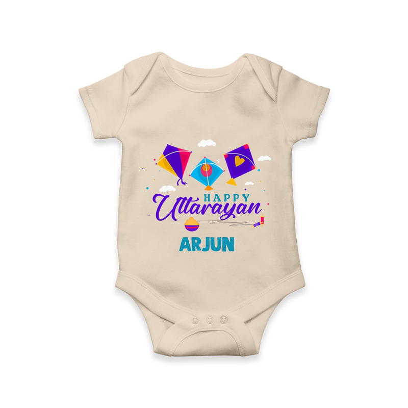 Happy Uttarayan - Cute Customised Onesie For Kids - IVORY - 0 - 3 Months Old (Chest 16")