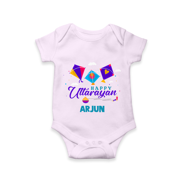 Happy Uttarayan | Custom Romper with Name - LILAC - New Born (Chest 14")