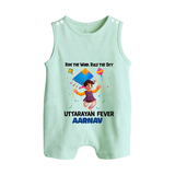 Ride The Wind, Rule The Sky, Uttarayan Fever - Adorable Customised Romper For Kids  - MINT GREEN - 0 - 5 Months Old (Chest 18")