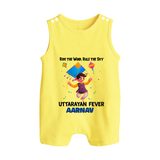 Ride The Wind, Rule The Sky, Uttarayan Fever - Adorable Customised Romper For Kids  - PASTEL YELLOW - 0 - 5 Months Old (Chest 18")