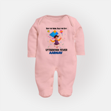 Ride The Wind, Rule The Sky, Uttarayan Fever - Adorable Customised Full Body Suit For Kids  - BABY PINK - New Born (Chest 7.5")