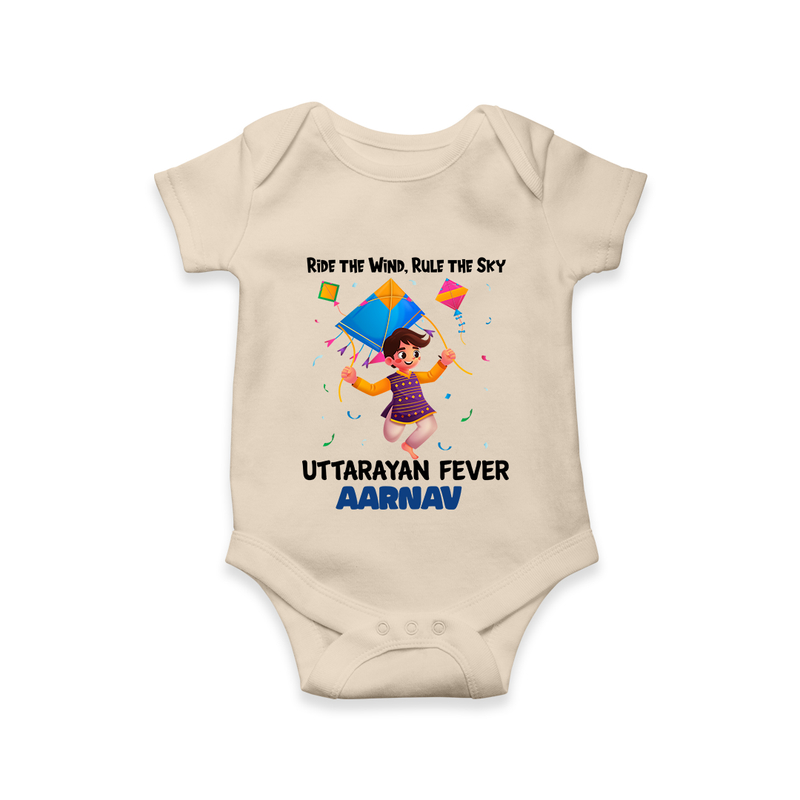 Ride The Wind, Rule The Sky, Uttarayan Fever - Adorable Customised Onesie For Kids  - IVORY - 0 - 3 Months Old (Chest 16")