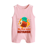 My First Lohri | Personalised Romper Suit with Name - BABY PINK - 0 - 5 Months Old (Chest 18")