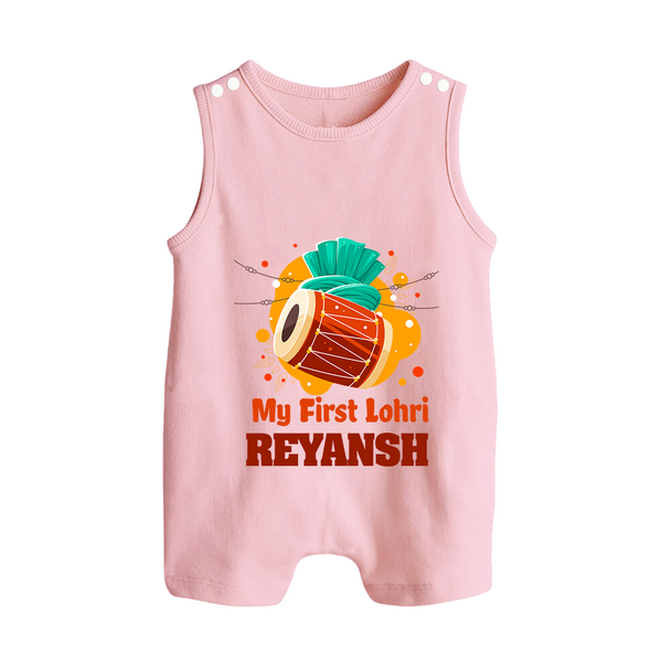 My First Lohri | Personalised Romper Suit with Name - BABY PINK - 0 - 5 Months Old (Chest 18")