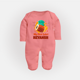 My First Lohri | Personalised Fullbody suit with Name - PEACH - New Born (Chest 7.5")