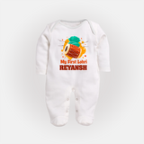 My First Lohri | Personalised Fullbody suit with Name - WHITE - New Born (Chest 7.5")
