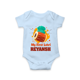 My First Lohri | Personalised Romper with Name - BABY BLUE - New Born (Chest 14")