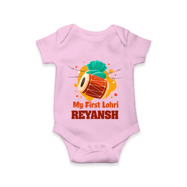 My First Lohri | Personalised Romper with Name - BABY PINK - New Born (Chest 14")
