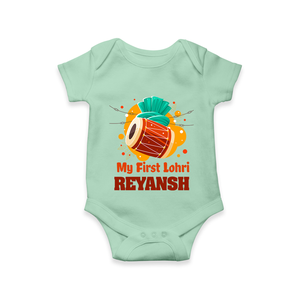 My First Lohri | Personalised Romper with Name - MINT GREEN - New Born (Chest 14")