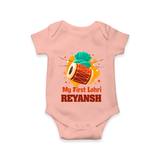 My First Lohri | Personalised Romper with Name - PEACH - New Born (Chest 14")
