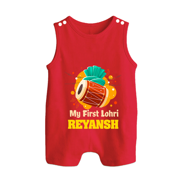 My First Lohri | Personalised Romper Suit with Name - RED - 0 - 5 Months Old (Chest 18")