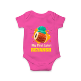 My First Lohri | Personalised Romper with Name - HOT PINK - New Born (Chest 14")