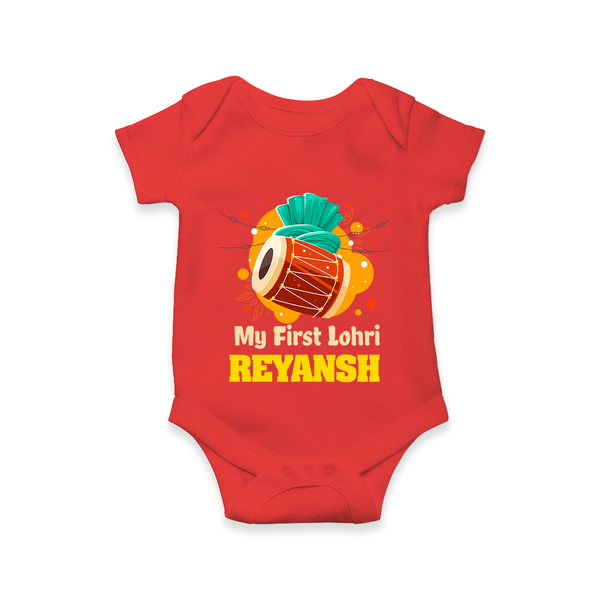 My First Lohri | Personalised Romper with Name - RED - New Born (Chest 14")