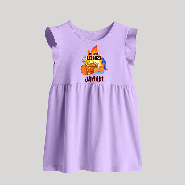 My First Lohri | Customized Baby Frock with Name - LILAC - 0 - 3 Months Old (Chest 17")
